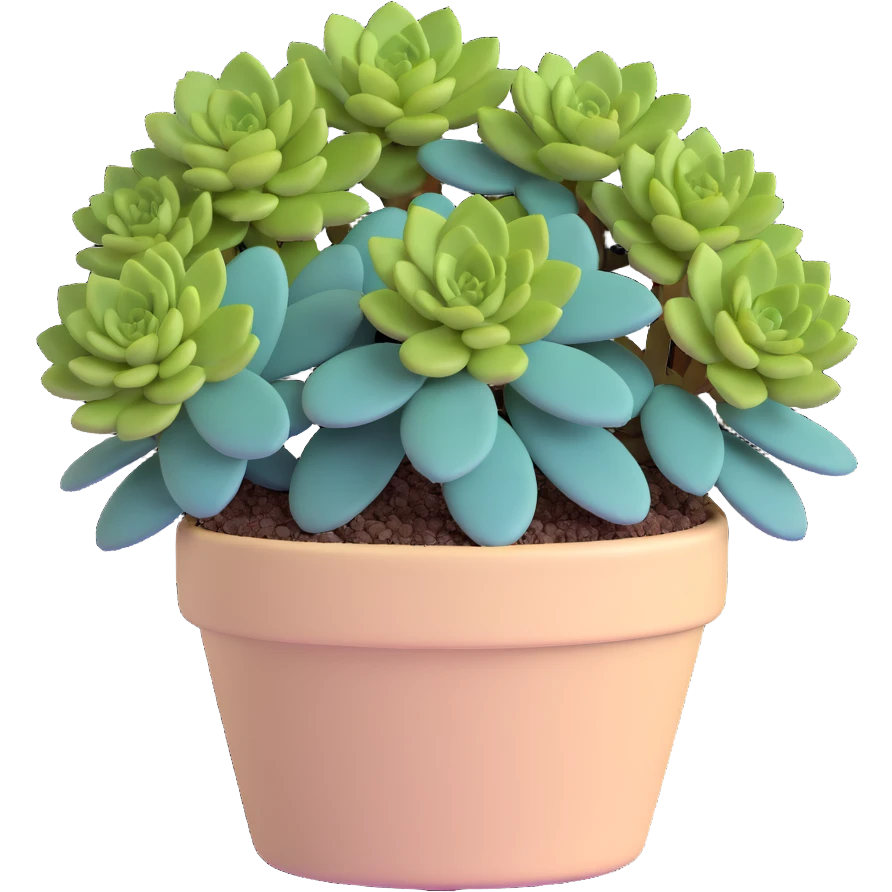 Sedum Pachyphyllum succulent with chubby blue-green leaves in a beige pot emoji