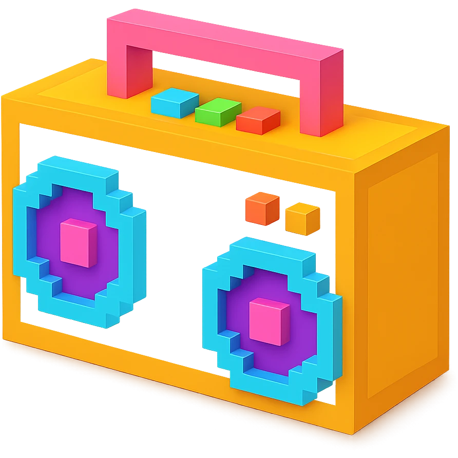 сделай белый святящейся бумбокс, no background emoji
