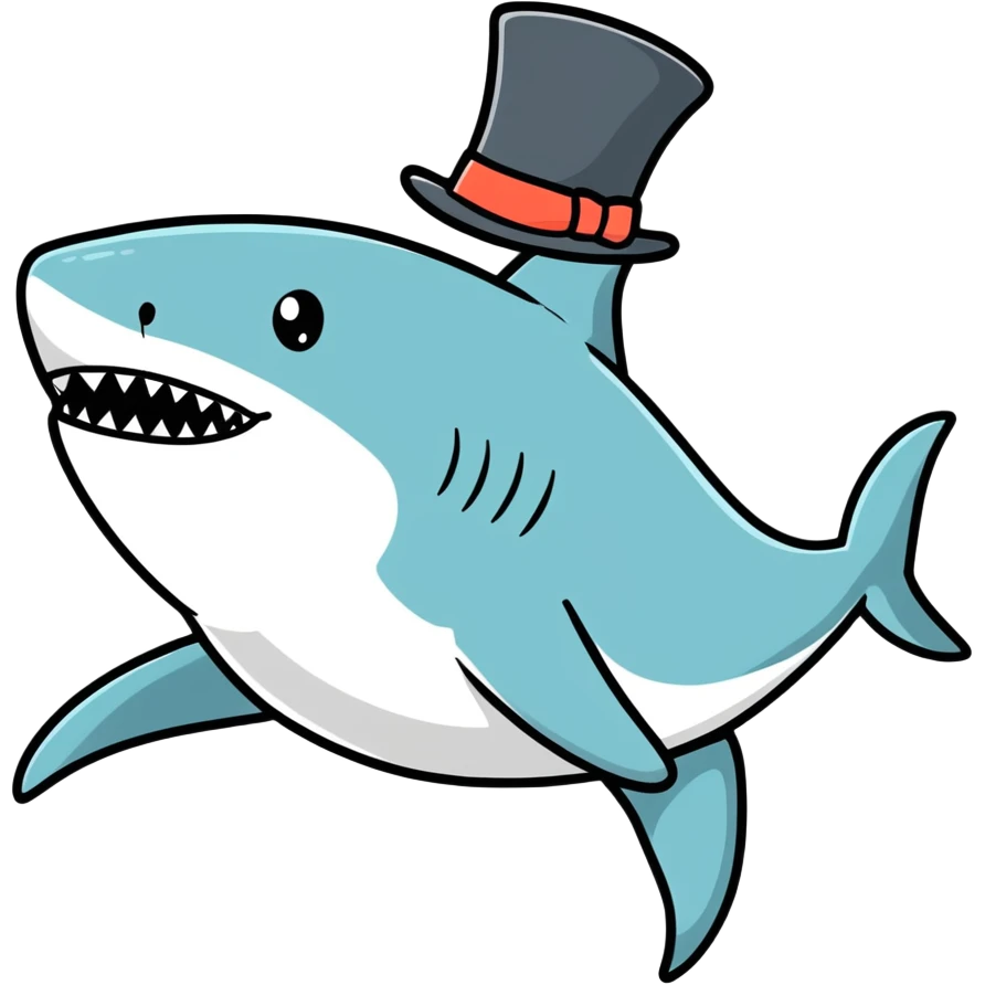 Shark with a top hat emoji