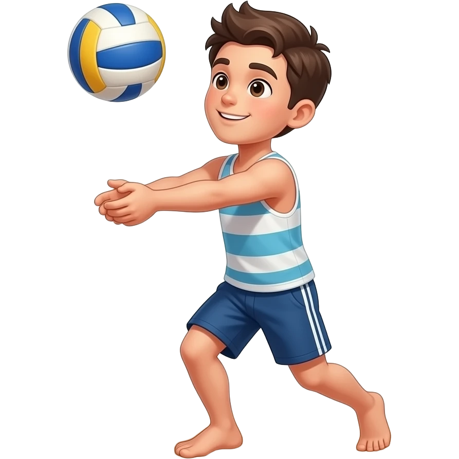Молодой человек играет в пляжный волейбол emoji