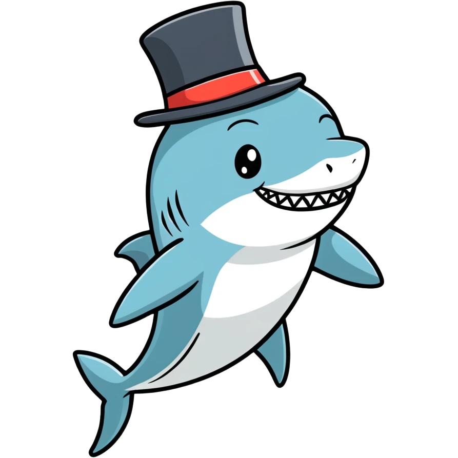 Shark with a top hat emoji
