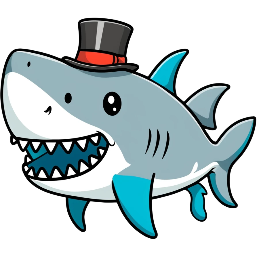 Shark with a top hat emoji