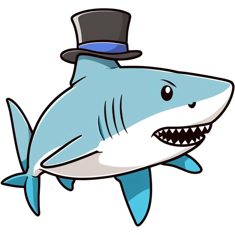 Shark with a top hat emoji