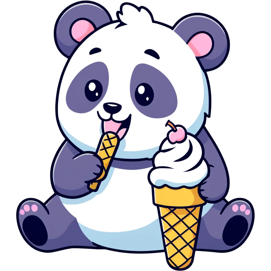 Panda eating ice cream emoji