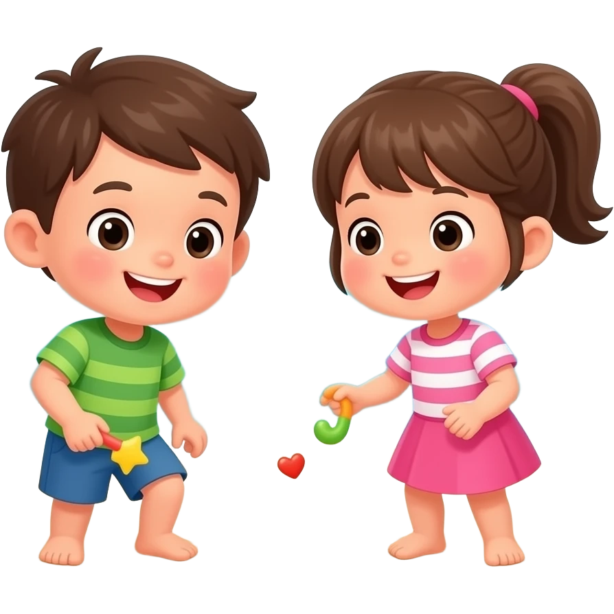 мультяшные дети играют на песке около озера без головных уборов emoji