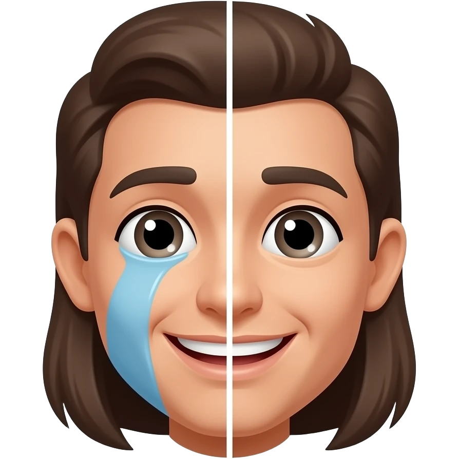 Раздели его на две части, правая половина радуется а левая плачет emoji