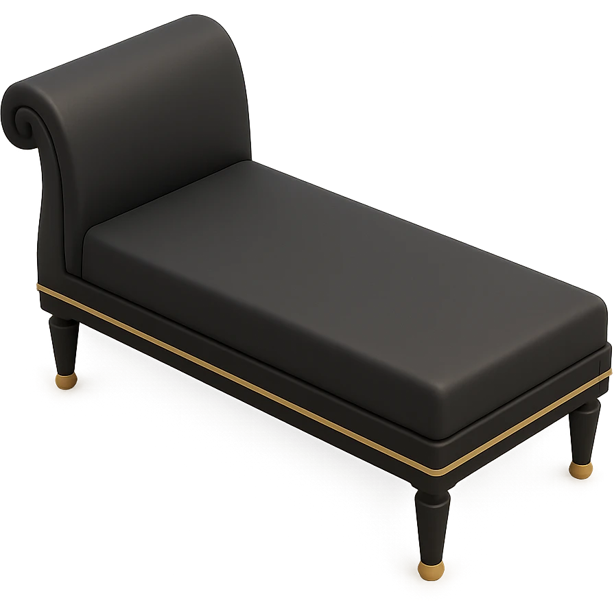 chaise longue in 3D black style emoji