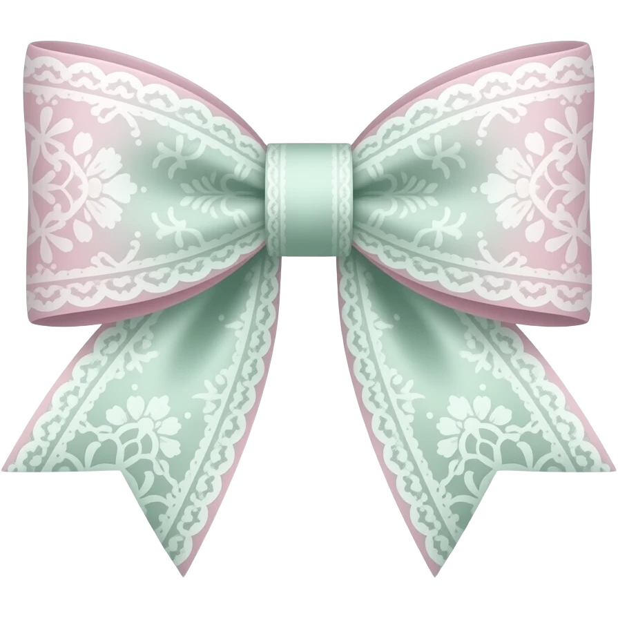 pink pastel ombre light green with carnation rococo style pattern on bow lace coquette bow emoji