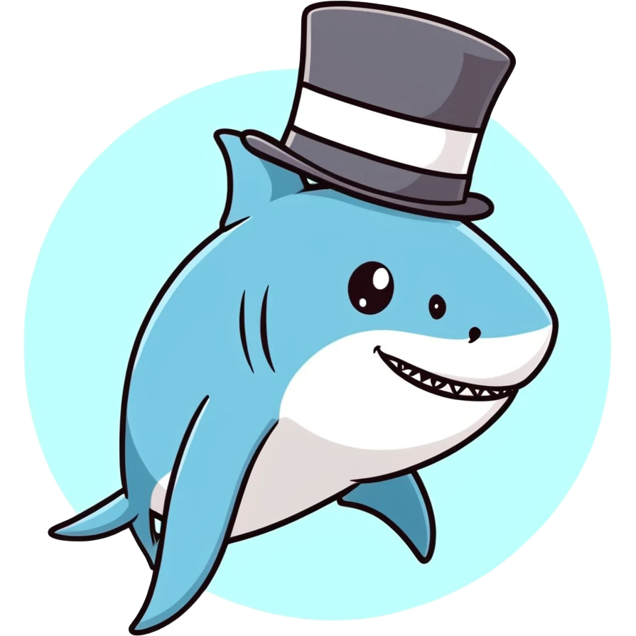 Shark with a top hat emoji