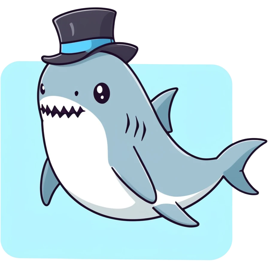 Shark with a top hat emoji