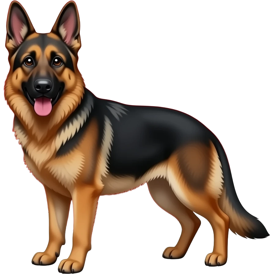 A black German Shepherd colleague with a heart behind it emoji