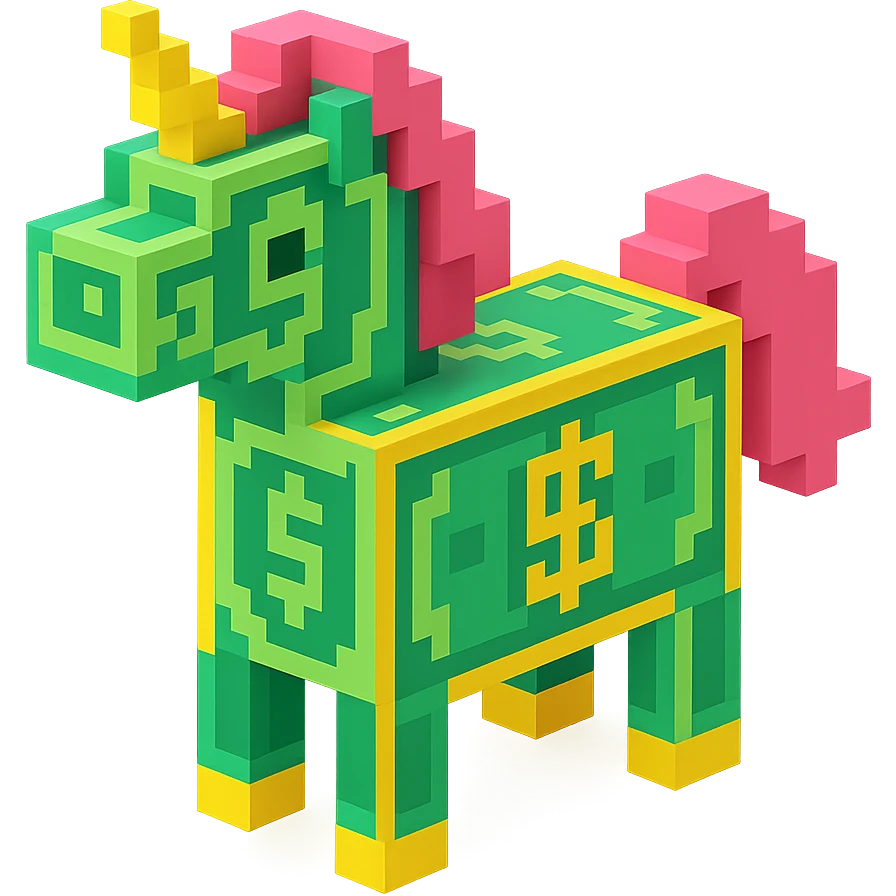 сделай единорога из долларовых купюр, no background emoji