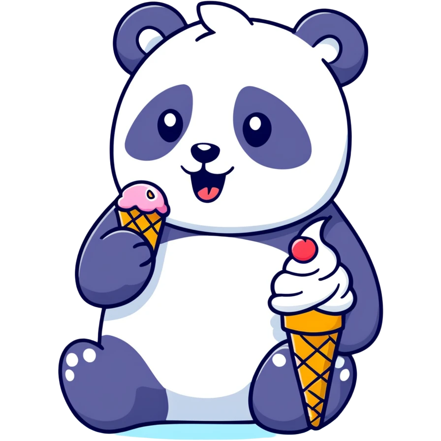 Panda eating ice cream emoji