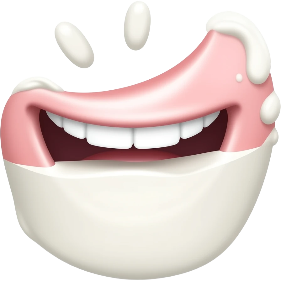 흰 우유에 빠져 행복한 치아 emoji