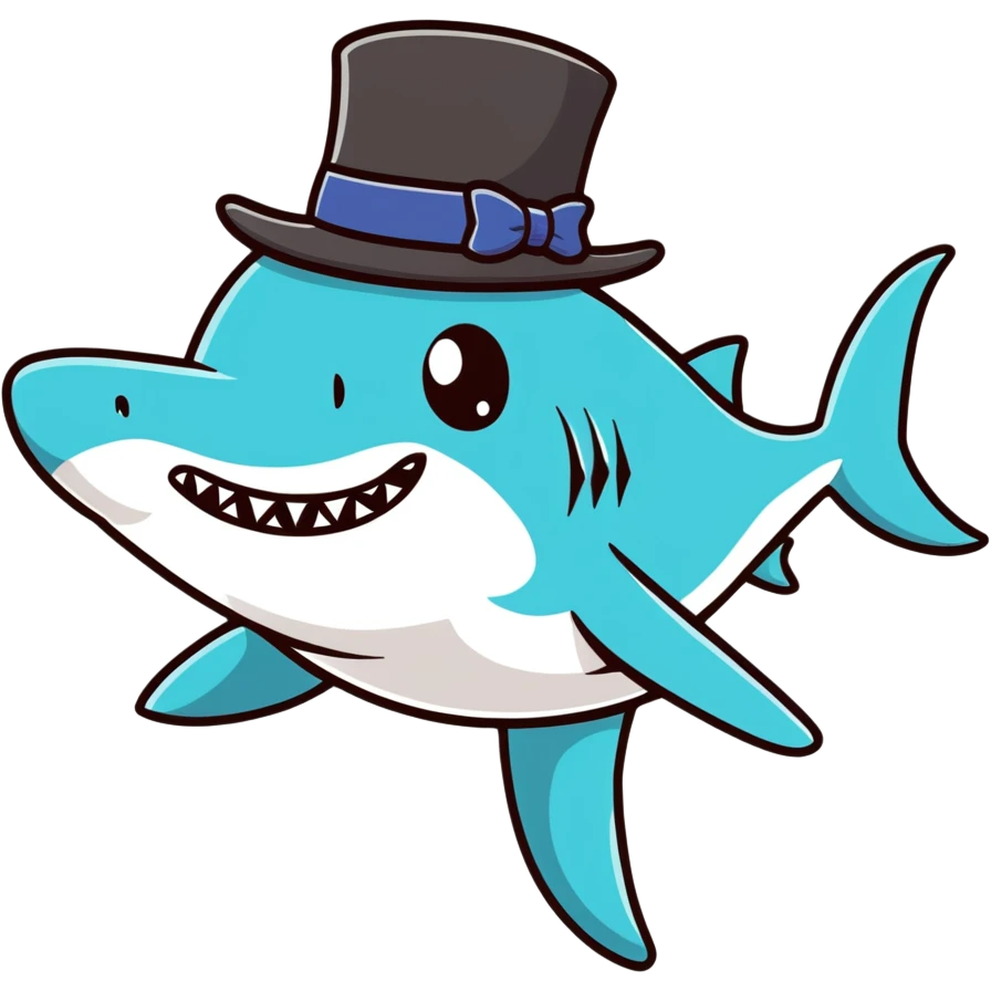Shark with a top hat emoji