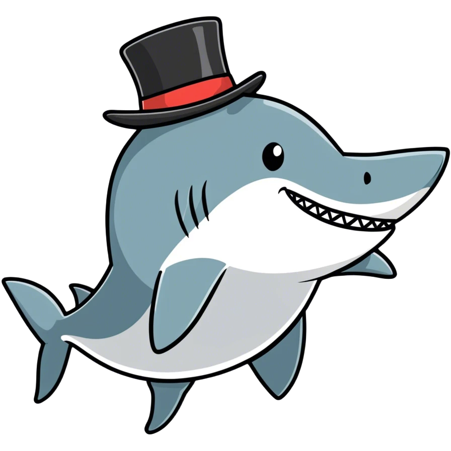 Shark with a top hat emoji