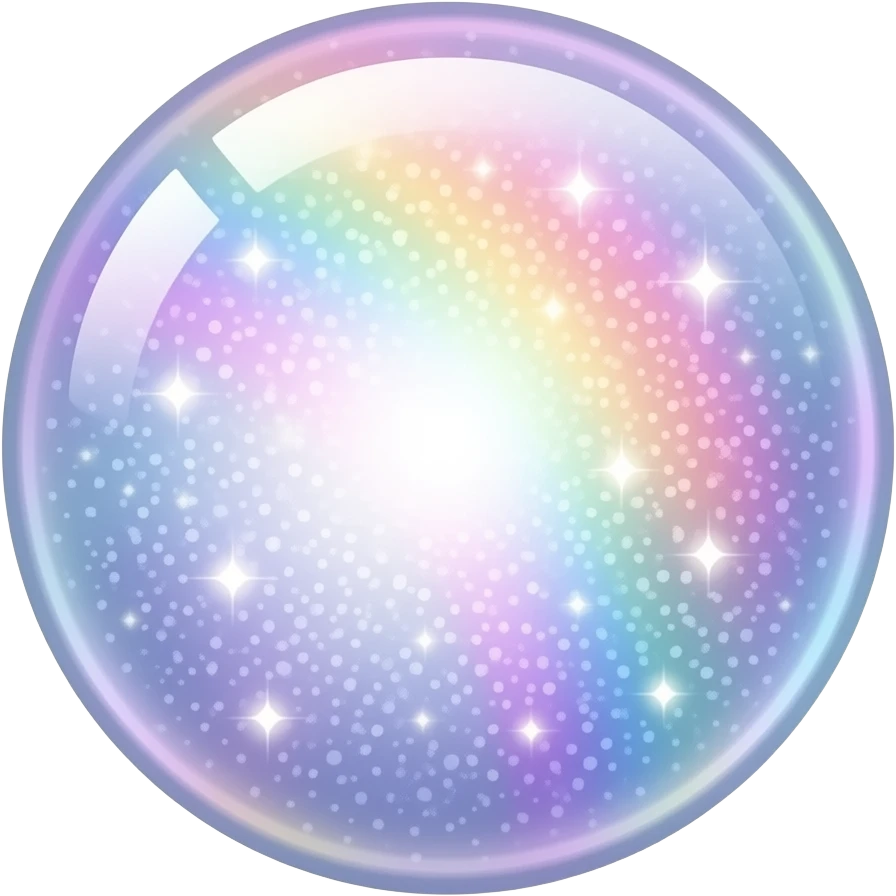 Pastel sparkly glittery iridescent rainbow transparent nebula ball sphere orb emoji