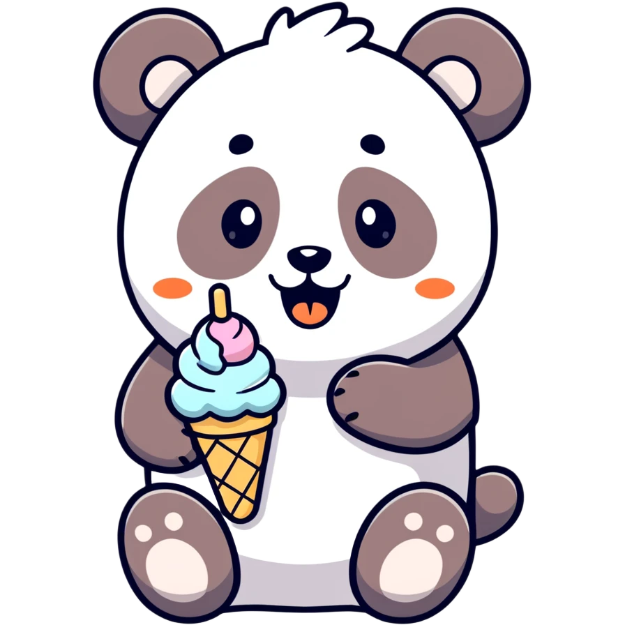 Panda eating ice cream emoji