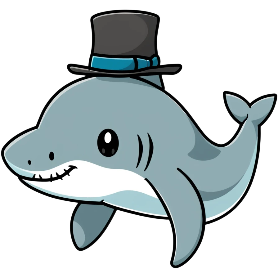 Shark with a top hat emoji