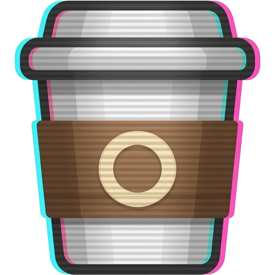 Glitch-style reaction icon: coffee cup with color channel shift ...