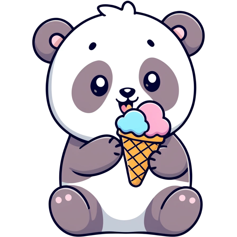 Panda eating ice cream emoji