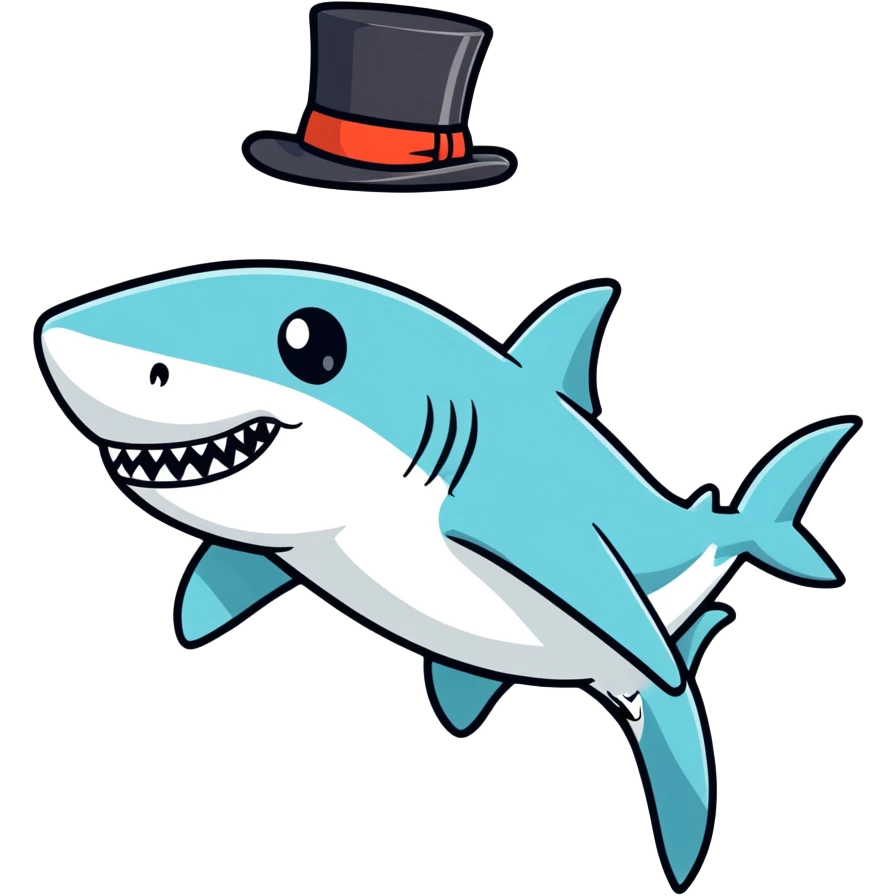 Shark with a top hat emoji