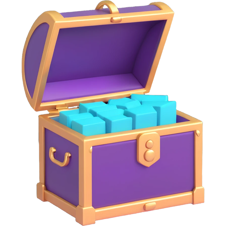 purple and teal rewards chest 3D style emoji