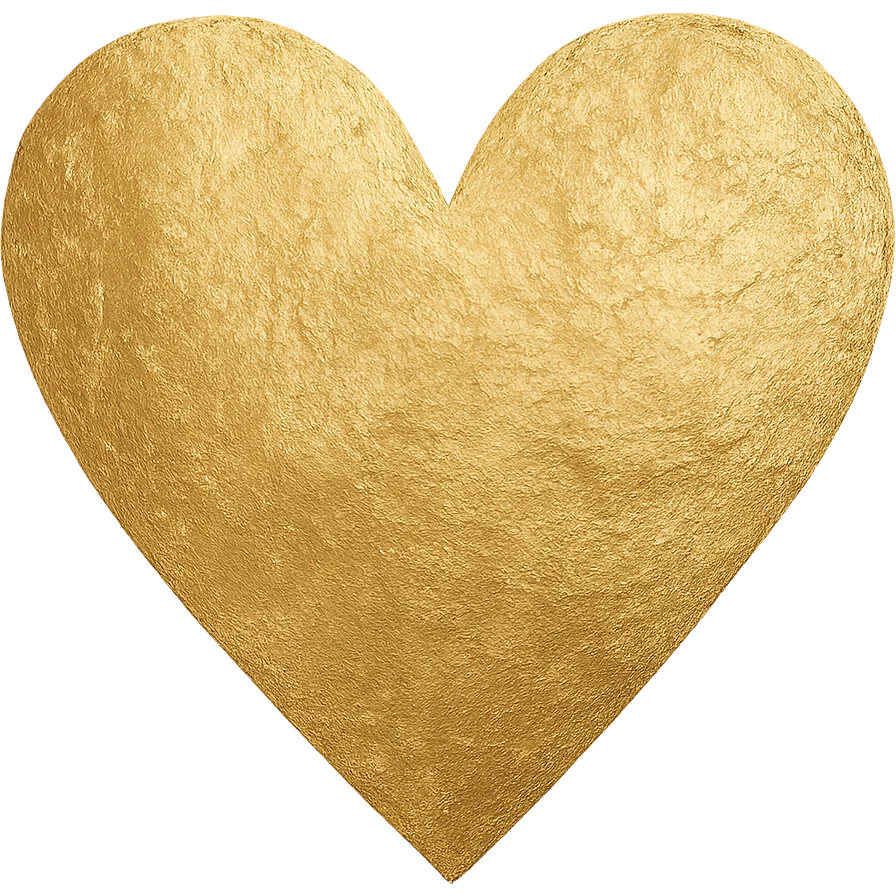 digital illustration of a heart with a gold foil texture, no background emoji