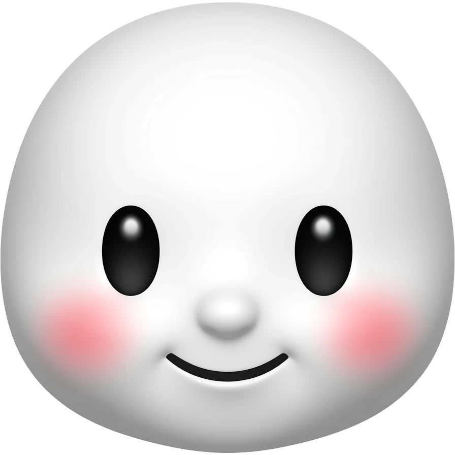 흰색 얼굴의 붉은색 홍조를 하고 있는 귀여운 만화 이모티콘 emoji