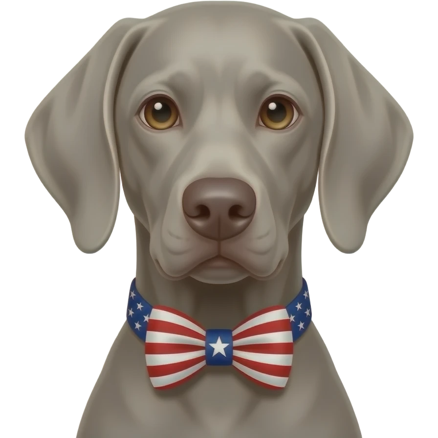 Gray Weimeraner dressed for 4th of July emoji
