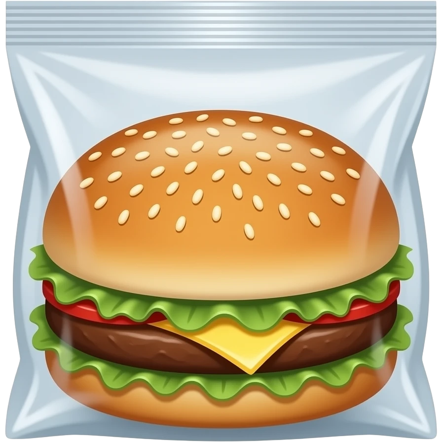 flat grocery store plastic bag of sesame hamburger buns emoji | AI ...