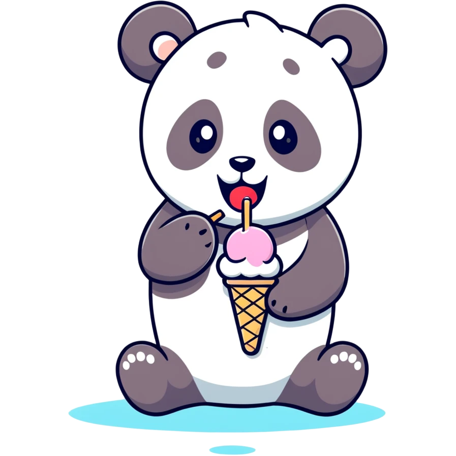 Panda eating ice cream emoji