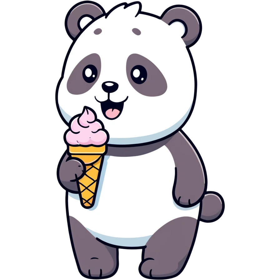 Panda eating ice cream emoji
