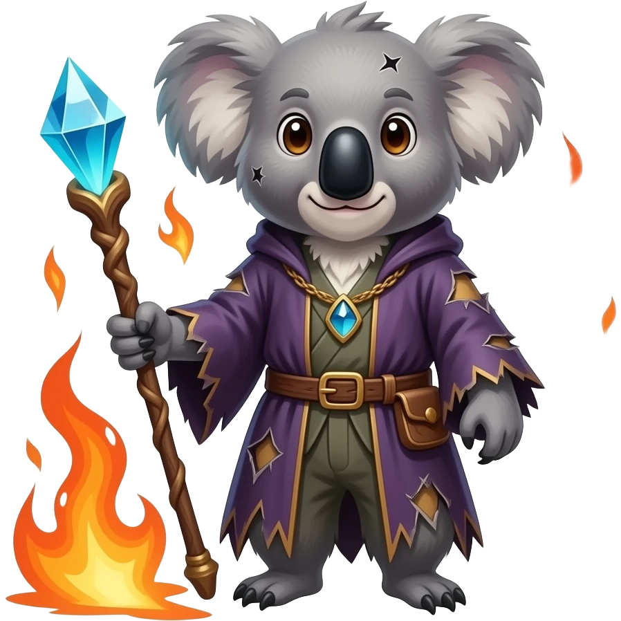 koala fire wizard emoji