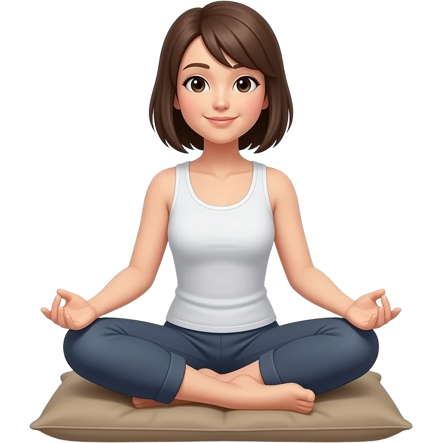 japan style of sitting. woman sitting comfortably. her legs under the glutes. not the turkish style of sitting. emoji