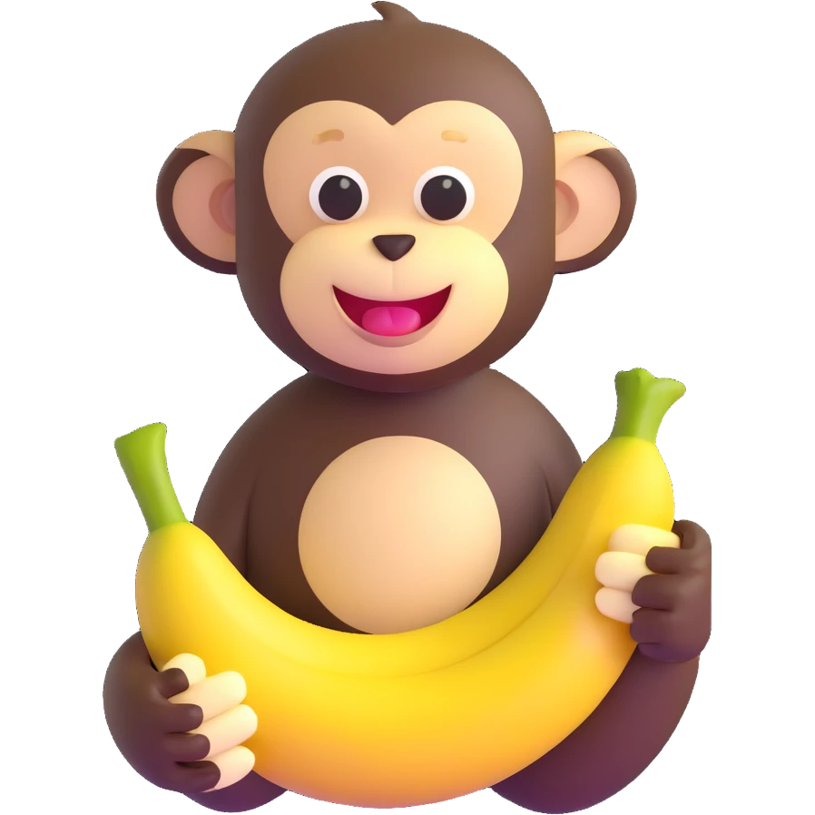 gibbon with banana, smiling emoji