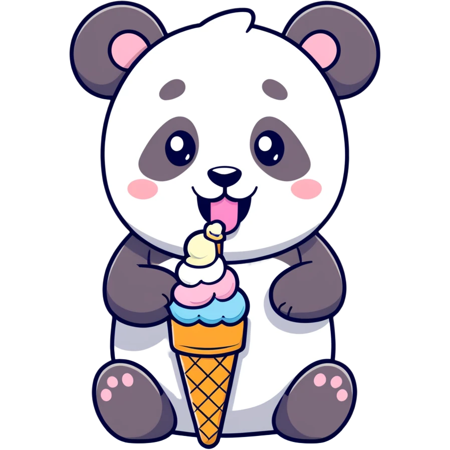 Panda eating ice cream emoji