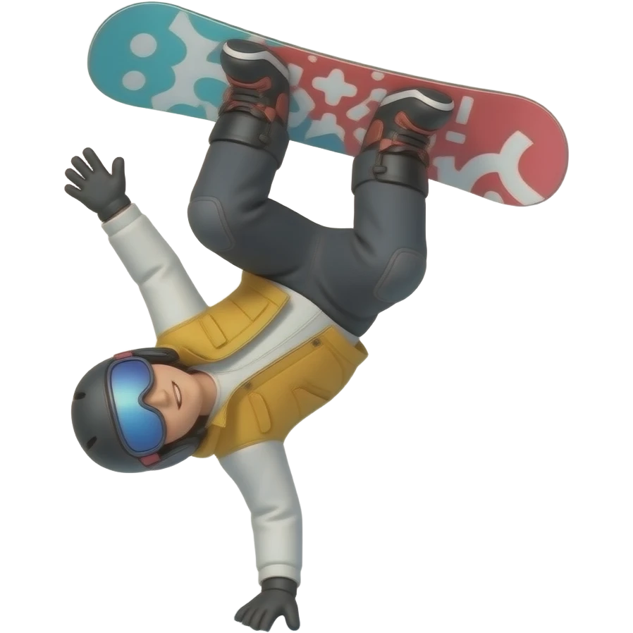 Guy doing backflip on snowboard emoji