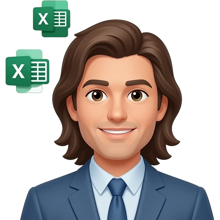 master data specialist with xls csv xml sheets around his head , fair long hair emoji