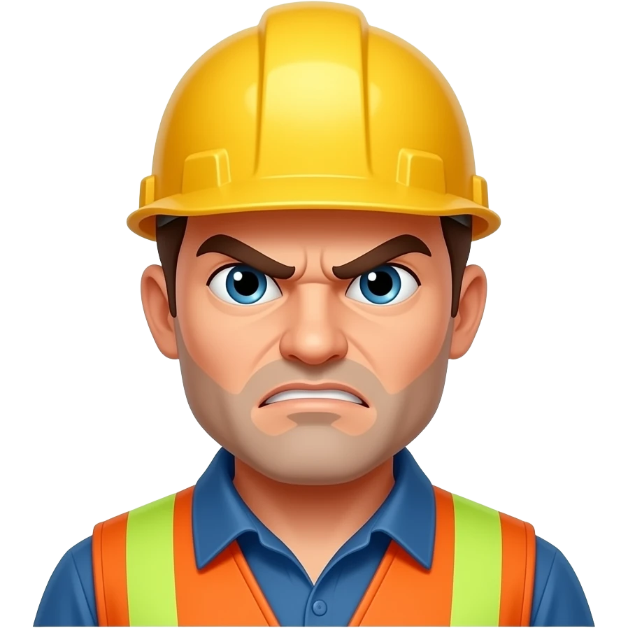 3. Angry Site Foreman    Construction foreman raging about lateness. face pic again emoji