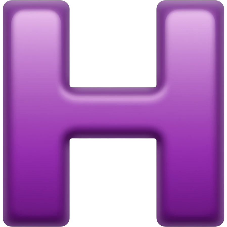 purple letter uppercase h in cursive style emoji