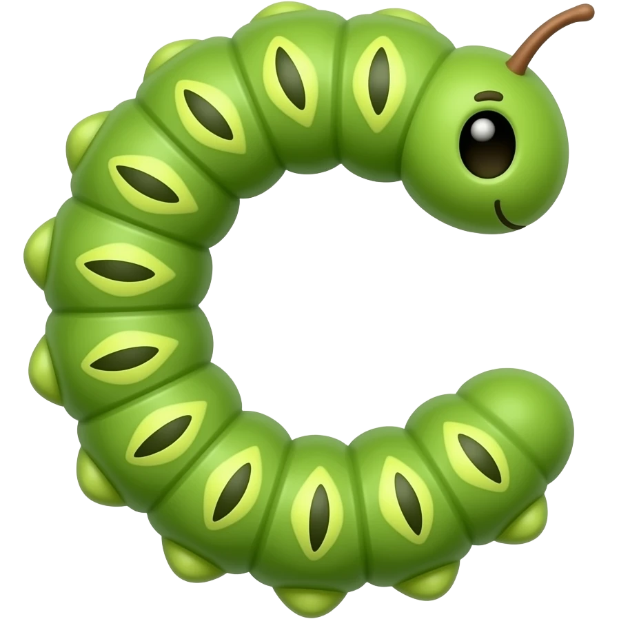 Caterpillar turns to c emoji