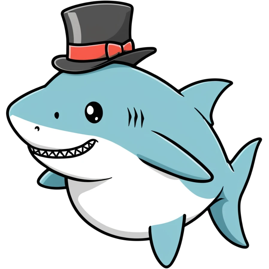 Shark with a top hat emoji