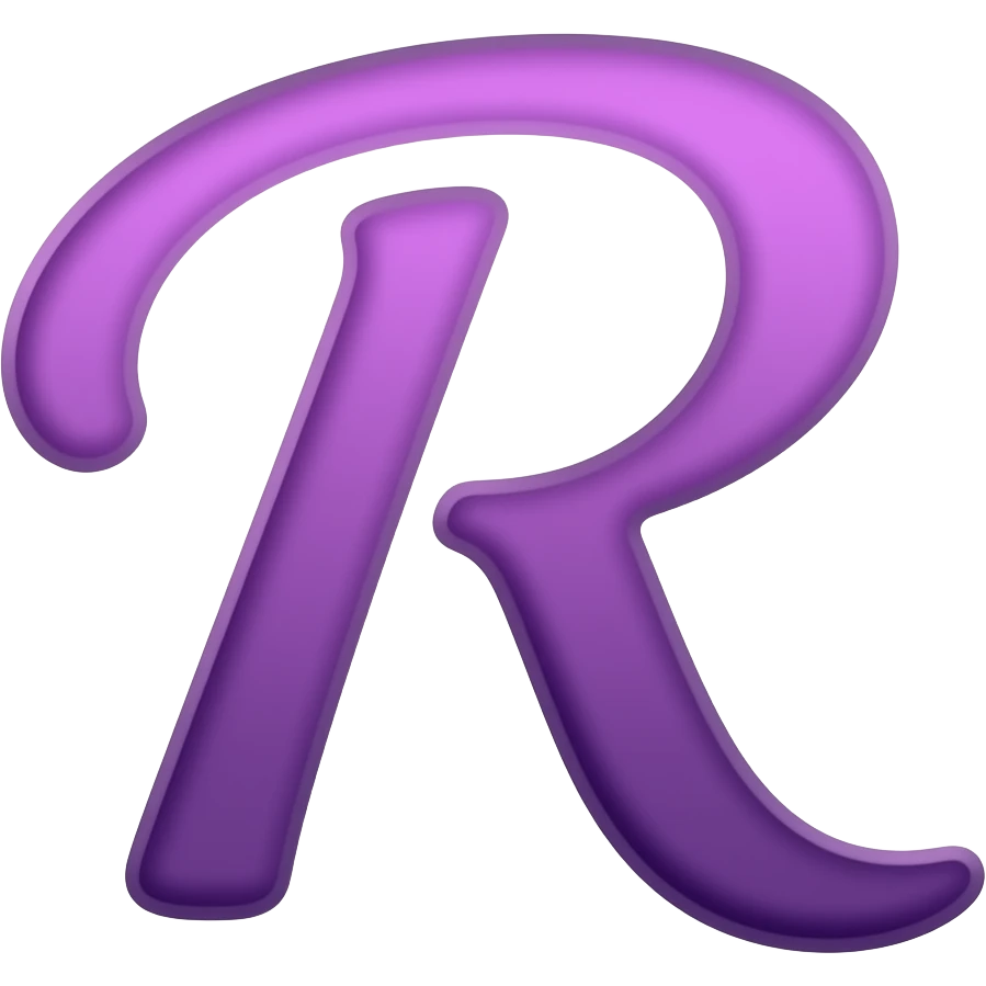 purple letter capital r in cursive style emoji