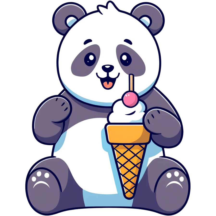 Panda eating ice cream emoji