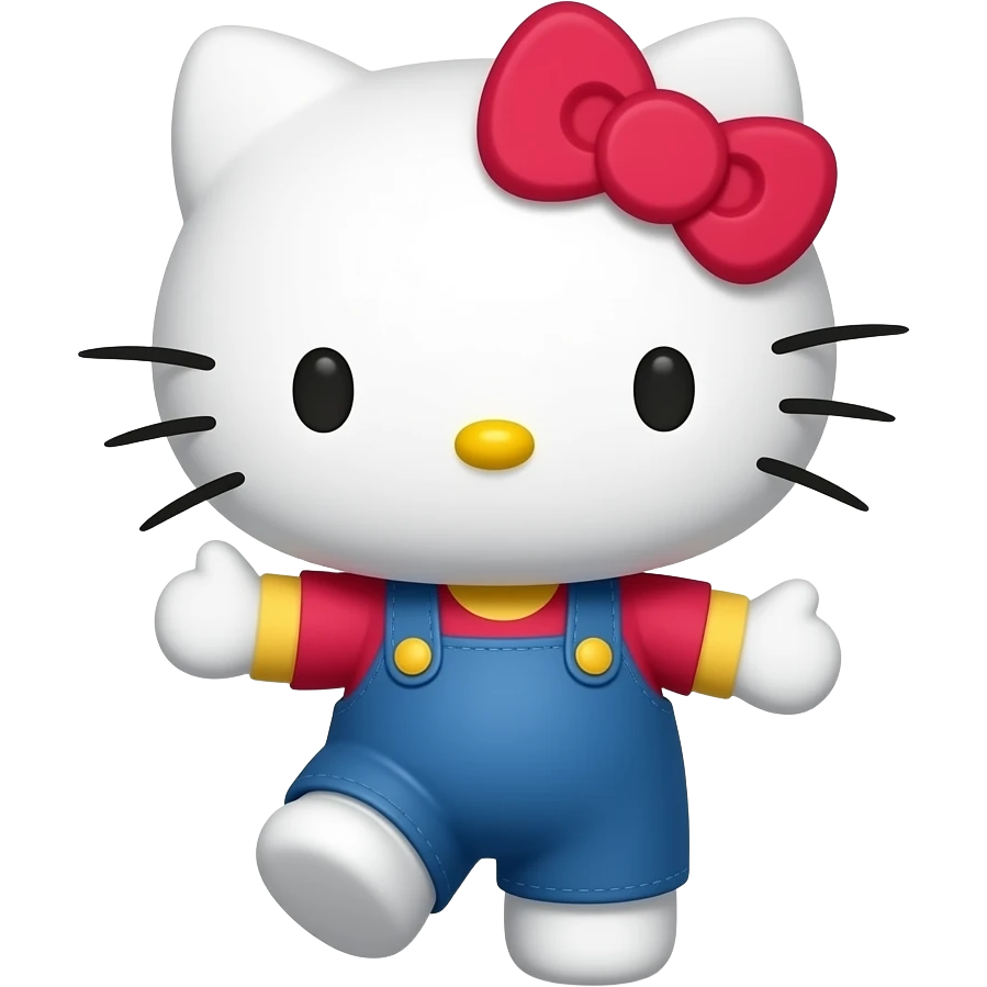Hello kitty happy dancing with an iphone emoji