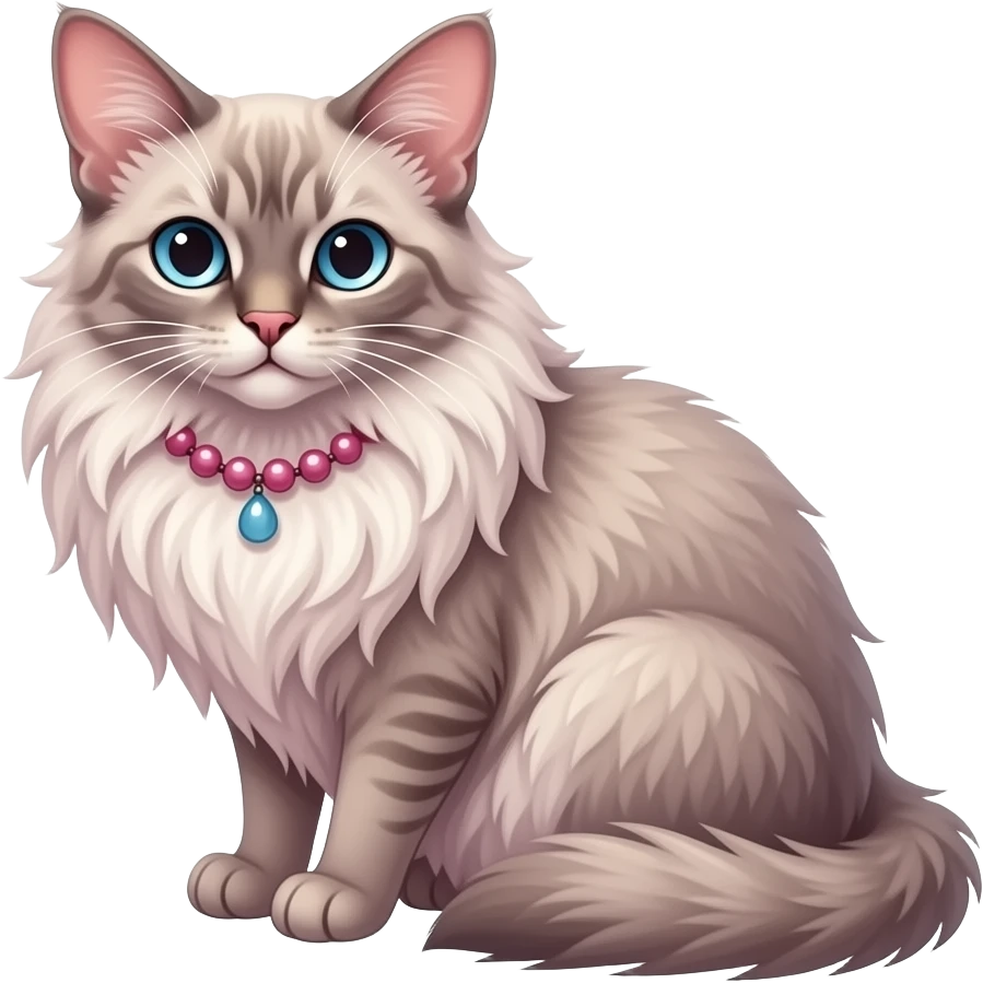 Fuzzy slim oriental feathery long-haired beaded mane cozy rosy aesthetic feathery feminine Rosy beautiful emoji