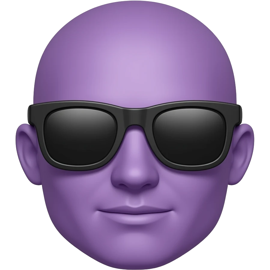 Purple ball face head emoji with black 😎 emoji
