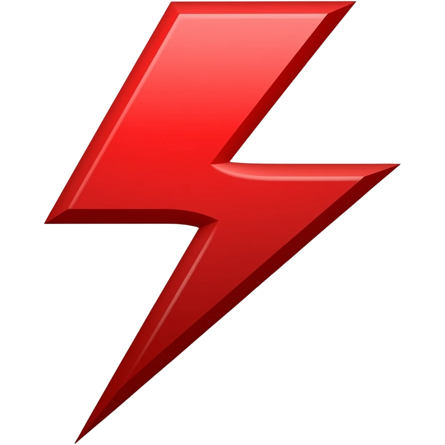 bold, stylish red lightning emoji