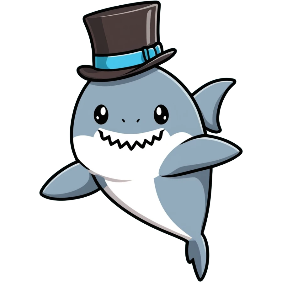 Shark with a top hat emoji
